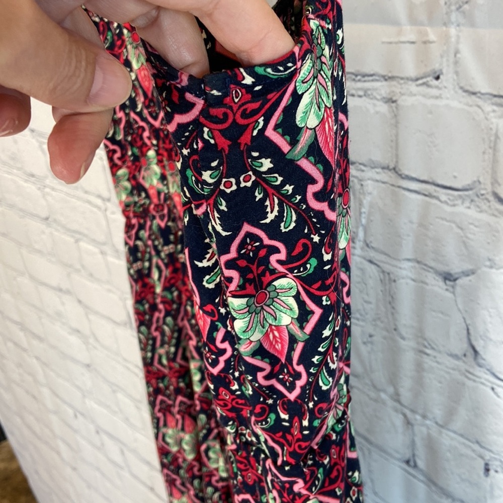 Pretty Garden Floral Navy, Green, and Pink Multicolored Spaghetti Strap Dress - Picture 9 of 13